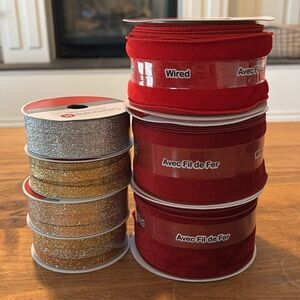 Holiday ribbon- 7 spools total
